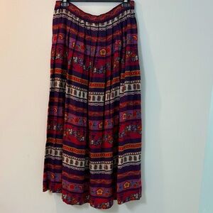 Susan Bristol 90s Vibrant Patterned Pull On Midi Skirt Women Size 8